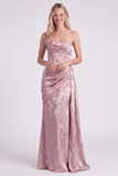 Robe longue de demoiselle d’honneur en satin sauge bretelée, sirène fleurie et longue robe de demoiselle d’honneur avec ceinture