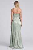 Robe longue de demoiselle d’honneur en satin sauge bretelée, sirène fleurie et longue robe de demoiselle d’honneur avec ceinture