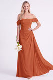 Jonquille à épaules dénudées, robe longue de demoiselle d’honneur en chiffon froncée