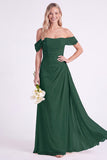 Jonquille à épaules dénudées, robe longue de demoiselle d’honneur en chiffon froncée
