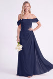 Jonquille à épaules dénudées, robe longue de demoiselle d’honneur en chiffon froncée