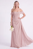 Jonquille à épaules dénudées, robe longue de demoiselle d’honneur en chiffon froncée