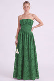 Robe longue de demoiselle d’honneur fleurie Espresso A-Line sans bustiers avec volants