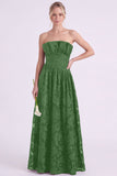 Robe longue de demoiselle d’honneur fleurie Espresso A-Line sans bustiers avec volants