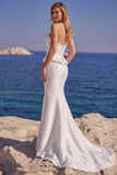 Corset blanc en satin, longue robe de mariée sirène sans bretelles