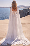 Corset blanc sans bretelles ligne A, longue robe de mariée