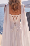 Corset blanc sans bretelles ligne A, longue robe de mariée