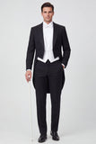 Costumes de bal 3 pièces simple poitrine à revers noir pour hommes de bal