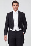 Costumes de bal 3 pièces simple poitrine à revers noir pour hommes de bal