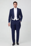Costumes de bal 3 pièces simple poitrine à revers noir pour hommes de bal
