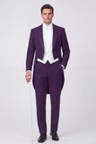 Costumes de bal 3 pièces simple poitrine à revers noir pour hommes de bal