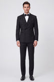 Costumes de bal pour hommes double boutonnage en châle noir à revers et perles