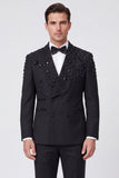 Costumes de bal pour hommes double boutonnage en châle noir à revers et perles