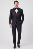 Costumes de bal pour hommes à revers châle noir 3 pièces avec un bouton et perles