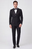 Costumes de bal pour hommes en revers double boutonnage noir à double boutonnage avec perles