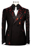 Costumes de bal pour hommes en revers double boutonnage noir à double boutonnage avec perles