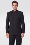 Costumes noirs 2 pièces double croisée pour hommes de bal