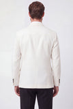 Veste veste blanche à boutonnage simple à revers encochez pour hommes