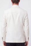 Veste veste blanche à boutonnage simple à revers encochez pour hommes