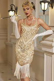 Robe Bodycon Midi des années 1920 Sequins Scintillants avec ourlet à franges
