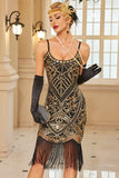 Robe Bodycon Midi des années 1920 Sequins Scintillants avec ourlet à franges