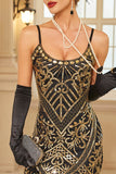 Robe Bodycon Midi des années 1920 Sequins Scintillants avec ourlet à franges