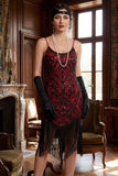 Robe Bodycon Midi des années 1920 Sequins Scintillants avec ourlet à franges