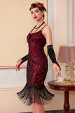 Robe Bodycon Midi des années 1920 Sequins Scintillants avec ourlet à franges