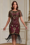 Robe flapper à manches courtes à manches courtes de la fête Great Gatsby Party des années 1920