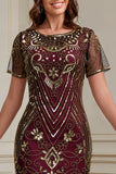 Robe flapper à manches courtes à manches courtes de la fête Great Gatsby Party des années 1920