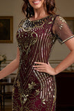 Robe flapper à manches courtes à manches courtes de la fête Great Gatsby Party des années 1920