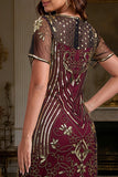 Robe flapper à manches courtes à manches courtes de la fête Great Gatsby Party des années 1920