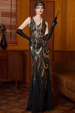 Robe longue vintage à paillettes scintillantes de Great Gatsby Flapper des années 1920