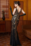 Robe longue vintage à paillettes scintillantes de Great Gatsby Flapper des années 1920