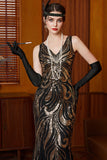 Robe longue vintage à paillettes scintillantes de Great Gatsby Flapper des années 1920