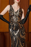 Robe longue vintage à paillettes scintillantes de Great Gatsby Flapper des années 1920