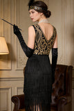 Robe de fête Great Gatsby des années 1920 brodée en flapper dorée