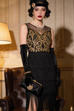 Robe de fête Great Gatsby des années 1920 brodée en flapper dorée