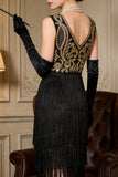 Robe de fête Great Gatsby des années 1920 brodée en flapper dorée