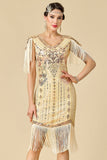 Robe des années 1920, bodycon épouse émouvante à col en V scintillante