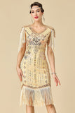 Robe des années 1920, bodycon épouse émouvante à col en V scintillante