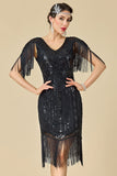 Robe des années 1920, bodycon épouse émouvante à col en V scintillante