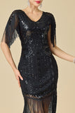 Robe des années 1920, bodycon épouse émouvante à col en V scintillante