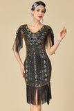 Robe des années 1920, bodycon épouse émouvante à col en V scintillante