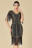 Robe des années 1920, bodycon épouse émouvante à col en V scintillante