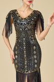 Robe des années 1920, bodycon épouse émouvante à col en V scintillante