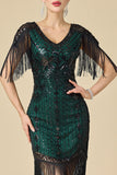 Robe des années 1920, bodycon épouse émouvante à col en V scintillante