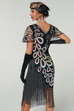 Robe vintage à frange à sequins Great Gatsby des années 1920