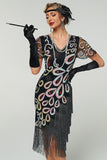 Robe vintage à frange à sequins Great Gatsby des années 1920