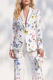 Costume blanc deux pièces à revers en pointe avec pantalon, costume de bal pour femmes